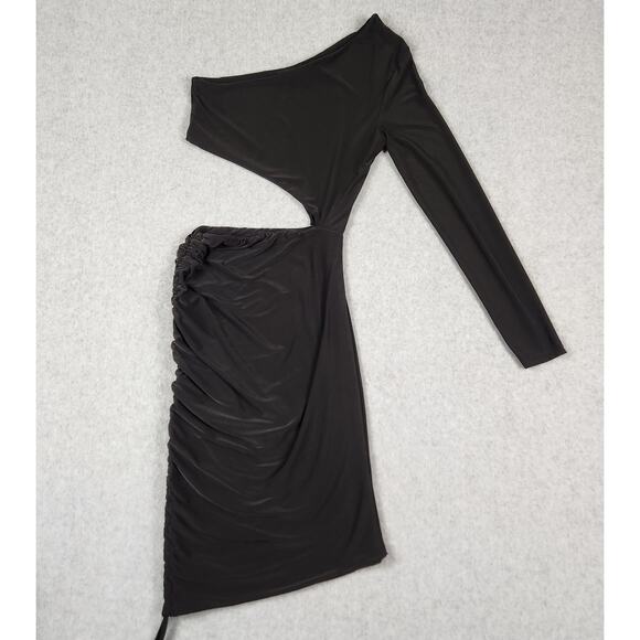 Nasty Gal Dress Womens Size 6 Black One Sleeve Center Cut Out - Picture 6 of 9